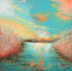 Lake Sunshine by Jo Starkey - Original Painting on Board sized 28x28 inches. Available from Whitewall Galleries